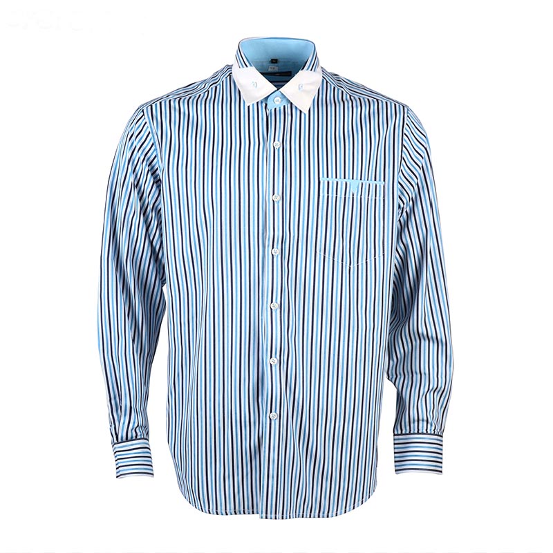 China Supplier Blue Stripes Long Sleeve Business Mens Dress Shirts